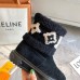 Louis Vuitton Snowdrop Flat Ankle Boots In Black Suede with Shearling