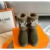 Louis Vuitton Snowdrop Flat Ankle Boots In Khaki Suede with Shearling Louis Vuitton Snowdrop Flat Ankle Boots In Khaki Suede with Shearling