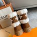 Louis Vuitton Snowdrop Flat Ankle Boots In Brown Suede with Shearling