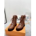 Louis Vuitton Territory Flat Ranger Boots In Brown Leather with Wool Louis Vuitton Territory Flat Ranger Boots In Brown Leather with Wool