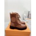 Louis Vuitton Territory Flat Ranger Boots In Brown Leather with Wool Louis Vuitton Territory Flat Ranger Boots In Brown Leather with Wool