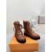 Louis Vuitton Territory Flat Ranger Boots In Brown Leather with Wool Louis Vuitton Territory Flat Ranger Boots In Brown Leather with Wool