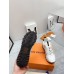 Louis Vuitton Women's White Run Away Sneakers with Gold Details Louis Vuitton Women's White Run Away Sneakers with Gold Details