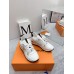 Louis Vuitton Women's White Run Away Sneakers with Gold Details Louis Vuitton Women's White Run Away Sneakers with Gold Details