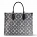 Louis Vuitton OnTheGo MM Bag In Grey Monogram Denim M46448 Louis Vuitton OnTheGo MM Bag In Grey Monogram Denim M46448