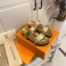 Louis Vuitton Bom Dia Comfort Mules In Gold Metallic Leather Louis Vuitton Bom Dia Comfort Mules In Gold Metallic Leather