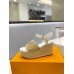 Louis Vuitton Starboard Wedge Sandals In Raffia