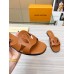 Louis Vuitton LV Isola Flat Slides In Brown Calfskin Louis Vuitton LV Isola Flat Slides In Brown Calfskin
