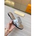 Louis Vuitton LV Isola Flat Slides In Silver Metallic Leather