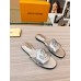 Louis Vuitton LV Isola Flat Slides In Silver Metallic Leather