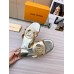 Louis Vuitton LV Isola Flat Slides In Gold Metallic Leather Louis Vuitton LV Isola Flat Slides In Gold Metallic Leather