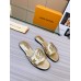 Louis Vuitton LV Isola Flat Slides In Gold Metallic Leather Louis Vuitton LV Isola Flat Slides In Gold Metallic Leather
