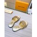 Louis Vuitton LV Isola Flat Slides In Gold Metallic Leather Louis Vuitton LV Isola Flat Slides In Gold Metallic Leather
