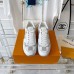 Louis Vuitton Men's Run Away Sneakers in White Damier-embossed Leather Louis Vuitton Men's Run Away Sneakers in White Damier-embossed Leather