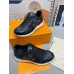 Louis Vuitton Men's Run Away Sneakers in Black Damier-embossed Leather