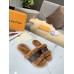 Louis Vuitton Lock It Flat Mules in Mink Fur with Monogram Canvas Louis Vuitton Lock It Flat Mules in Mink Fur with Monogram Canvas