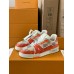 Louis Vuitton Men's LV Trainer Sneakers in Orange Damier Canvas Louis Vuitton Men's LV Trainer Sneakers in Orange Damier Canvas