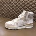 Louis Vuitton Men's LV Trainer High-top Sneakers In White Leather Louis Vuitton Men's LV Trainer High-top Sneakers In White Leather