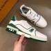 Louis Vuitton Men's LV Trainer Sneakers In White/Green Leather Louis Vuitton Men's LV Trainer Sneakers In White/Green Leather