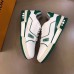 Louis Vuitton Men's LV Trainer Sneakers In White/Green Leather Louis Vuitton Men's LV Trainer Sneakers In White/Green Leather