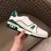 Louis Vuitton Men's LV Trainer Sneakers In White/Green Leather Louis Vuitton Men's LV Trainer Sneakers In White/Green Leather