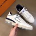 Louis Vuitton Men's LV Trainer Sneakers In White/Blue Leather Louis Vuitton Men's LV Trainer Sneakers In White/Blue Leather