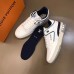 Louis Vuitton Men's LV Trainer Sneakers In White/Blue Leather Louis Vuitton Men's LV Trainer Sneakers In White/Blue Leather