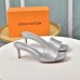 Louis Vuitton Revival Mules 55mm In Silver Metallic Lambskin Louis Vuitton Revival Mules 55mm In Silver Metallic Lambskin