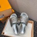 Louis Vuitton Jumbo Flatform Mules In Silver Metallic Lambskin Louis Vuitton Jumbo Flatform Mules In Silver Metallic Lambskin