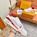 Louis Vuitton Men's White/Red LV Trainer Sneakers with #54 Louis Vuitton Men's White/Red LV Trainer Sneakers with #54