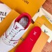 Louis Vuitton Men's White/Red LV Trainer Sneakers with #54 Louis Vuitton Men's White/Red LV Trainer Sneakers with #54