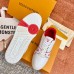 Louis Vuitton Men's White/Red LV Trainer Sneakers with #54 Louis Vuitton Men's White/Red LV Trainer Sneakers with #54