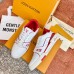 Louis Vuitton Men's White/Red LV Trainer Sneakers with #54 Louis Vuitton Men's White/Red LV Trainer Sneakers with #54
