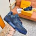 Louis Vuitton Men's LV Trainer Sneakers In Blue Denim Leather Louis Vuitton Men's LV Trainer Sneakers In Blue Denim Leather