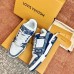 Louis Vuitton Men's LV Trainer Sneakers In Blue Denim with Leather Louis Vuitton Men's LV Trainer Sneakers In Blue Denim with Leather