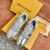 Louis Vuitton Men'sLV Trainer Sneakers In Metallic Canvas Louis Vuitton Men'sLV Trainer Sneakers In Metallic Canvas