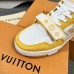 Louis Vuitton Men's LV Trainer Sneakers In Yellow Denim with Mesh Louis Vuitton Men's LV Trainer Sneakers In Yellow Denim with Mesh