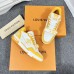 Louis Vuitton Men's LV Trainer Sneakers In Yellow Denim with Mesh Louis Vuitton Men's LV Trainer Sneakers In Yellow Denim with Mesh