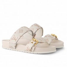 Louis Vuitton Bom Dia Comfort Mules in Monogram Dune Canvas Louis Vuitton Bom Dia Comfort Mules in Monogram Dune Canvas