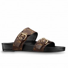 Louis Vuitton Bom Dia Flat Mules In Monogram Canvas Louis Vuitton Bom Dia Flat Mules In Monogram Canvas