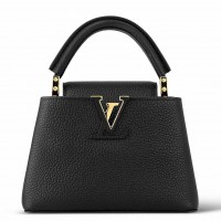 Louis Vuitton Capucines Mini Bag in Black Taurillon Leather M56071 Louis Vuitton Capucines Mini Bag in Black Taurillon Leather M56071