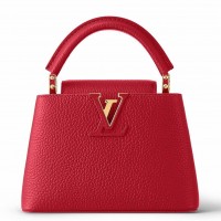 Louis Vuitton Capucines Mini Bag in Red Taurillon Leather M56845 Louis Vuitton Capucines Mini Bag in Red Taurillon Leather M56845