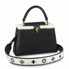 Louis Vuitton Capucines MM Bag in Taurillon Leather with Shearling M59073 Louis Vuitton Capucines MM Bag in Taurillon Leather with Shearling M59073