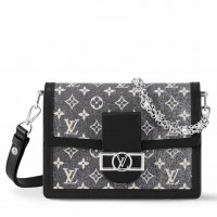 Louis Vuitton Dauphine MM Bag In Grey Monogram Denim M21458 Louis Vuitton Dauphine MM Bag In Grey Monogram Denim M21458