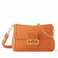 Louis Vuitton Dauphine Soft MM Bag in Orange Calfskin M25048 Louis Vuitton Dauphine Soft MM Bag in Orange Calfskin M25048