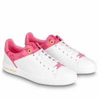 Louis Vuitton Frontrow Sneakers with Pink Monogram Canvas Trim Louis Vuitton Frontrow Sneakers with Pink Monogram Canvas Trim
