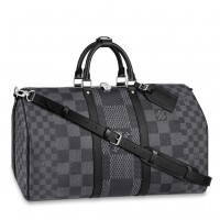 Louis Vuitton Keepall Bandouliere 50 Bag In Damier Graphite 3D Canvas N50016 Louis Vuitton Keepall Bandouliere 50 Bag In Damier Graphite 3D Canvas N50016