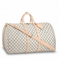 Louis Vuitton Keepall Bandouliere 55 Bag In Damier Azur Canvas N41429