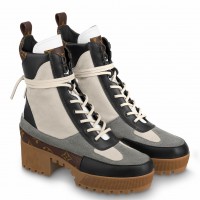 Louis Vuitton Laureate Platform Desert Boots In Grey Suede Leather Louis Vuitton Laureate Platform Desert Boots In Grey Suede Leather