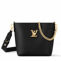 Louis Vuitton Lock and Walk Bag in Black Grained Leather M24006 Louis Vuitton Lock and Walk Bag in Black Grained Leather M24006